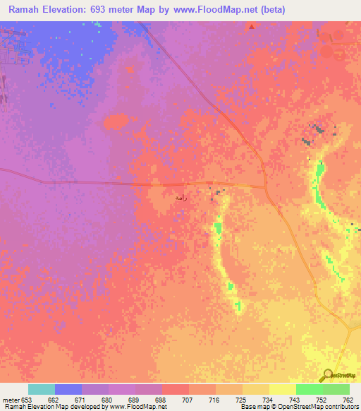 Ramah,Saudi Arabia Elevation Map