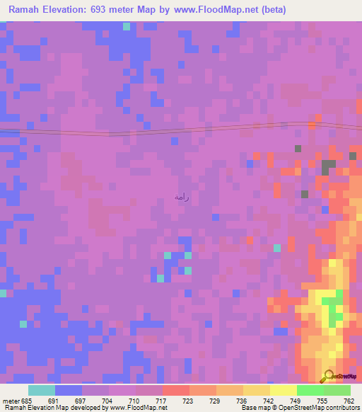 Ramah,Saudi Arabia Elevation Map