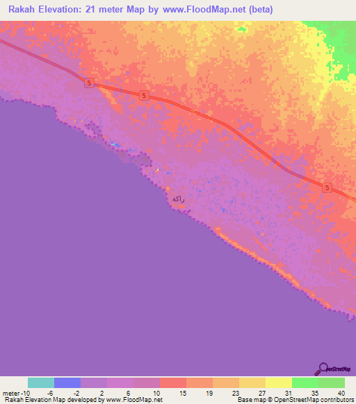 Rakah,Saudi Arabia Elevation Map