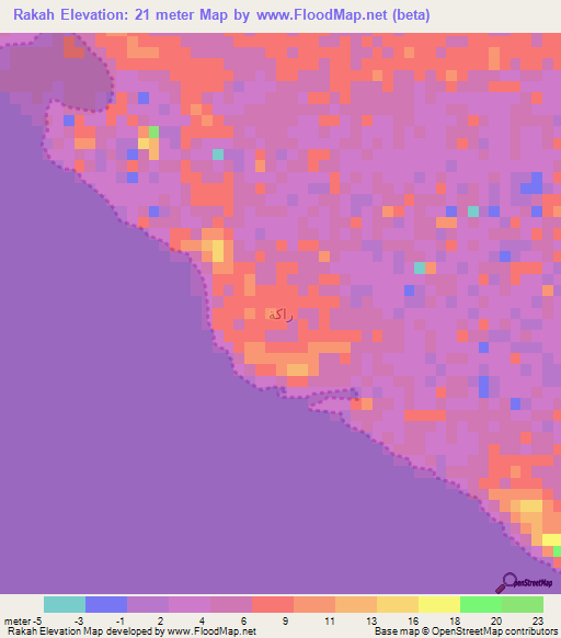 Rakah,Saudi Arabia Elevation Map