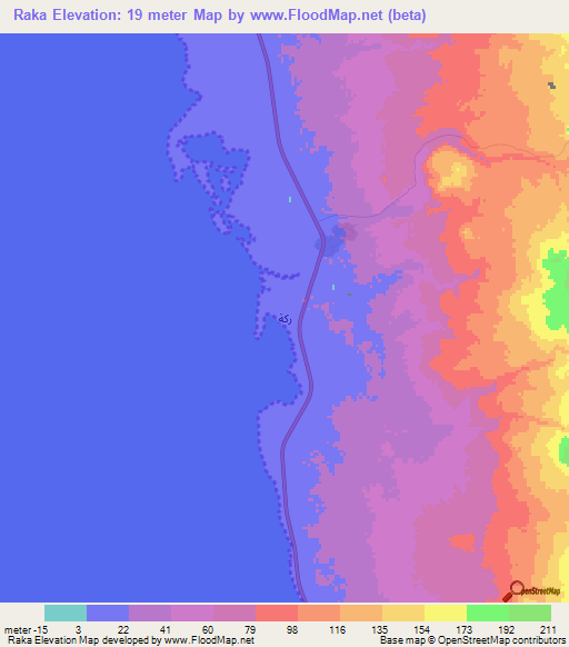 Raka,Saudi Arabia Elevation Map