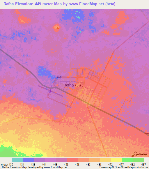 Rafha,Saudi Arabia Elevation Map