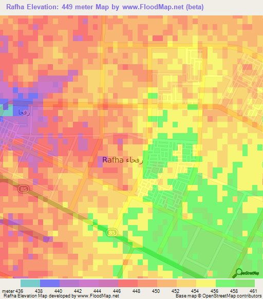 Rafha,Saudi Arabia Elevation Map