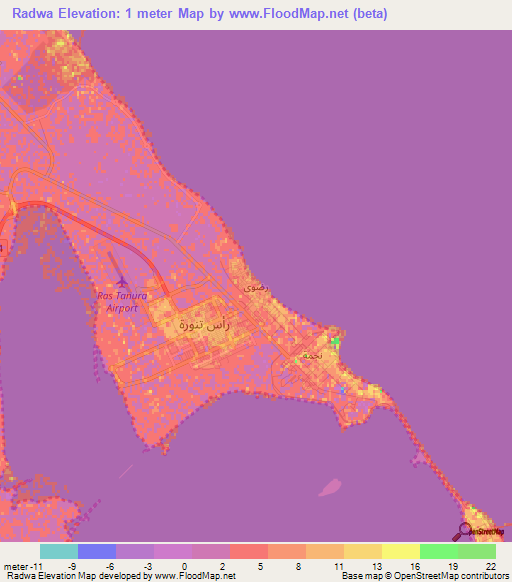 Radwa,Saudi Arabia Elevation Map