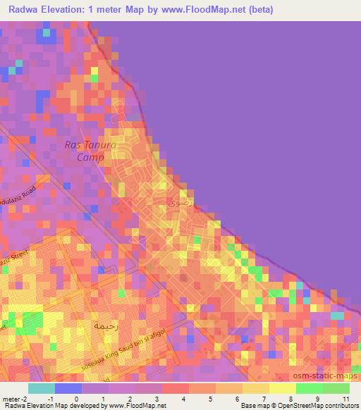 Radwa,Saudi Arabia Elevation Map