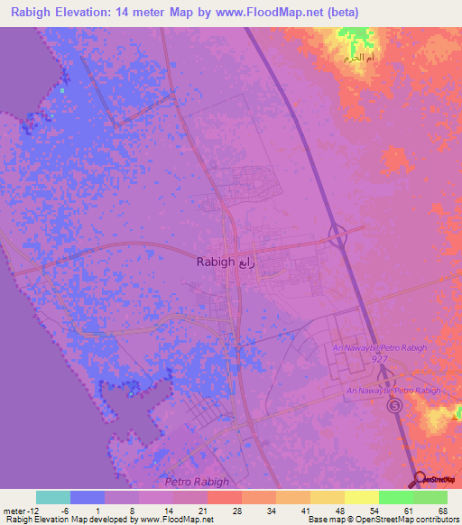 Rabigh,Saudi Arabia Elevation Map