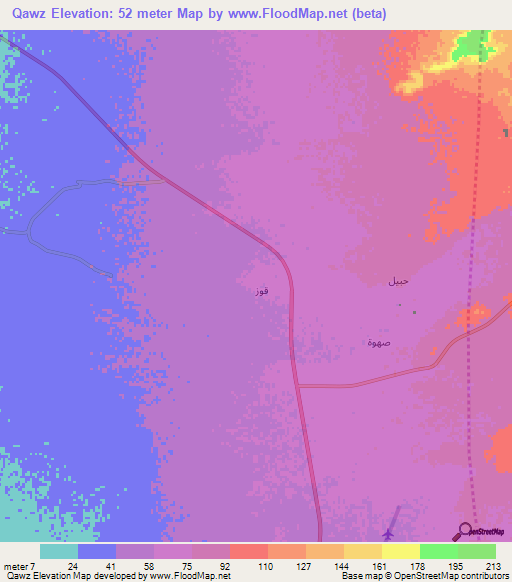 Qawz,Saudi Arabia Elevation Map