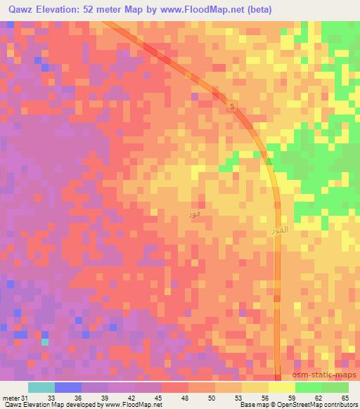 Qawz,Saudi Arabia Elevation Map