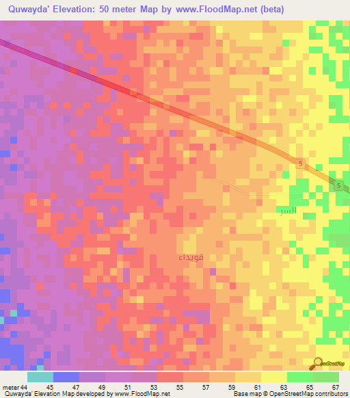 Quwayda',Saudi Arabia Elevation Map