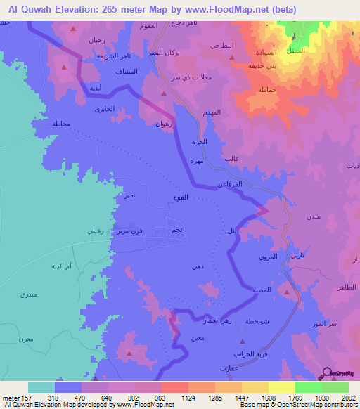 Al Quwah,Saudi Arabia Elevation Map