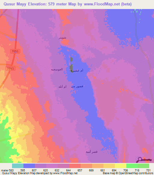 Qusur Mayy,Saudi Arabia Elevation Map