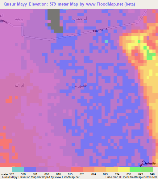 Qusur Mayy,Saudi Arabia Elevation Map