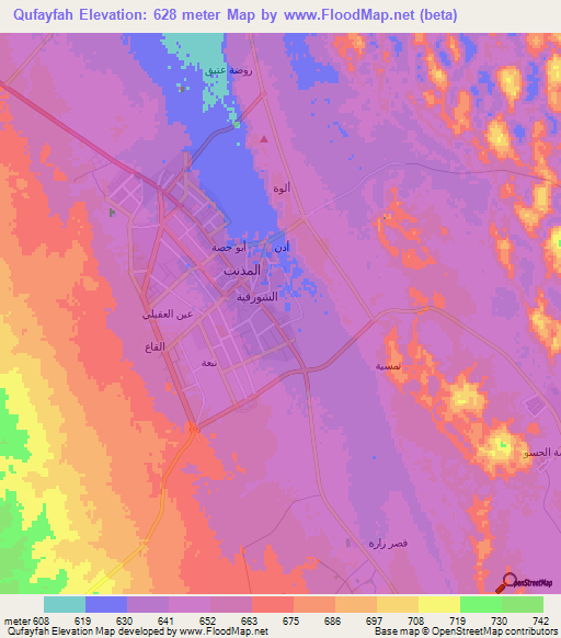 Qufayfah,Saudi Arabia Elevation Map