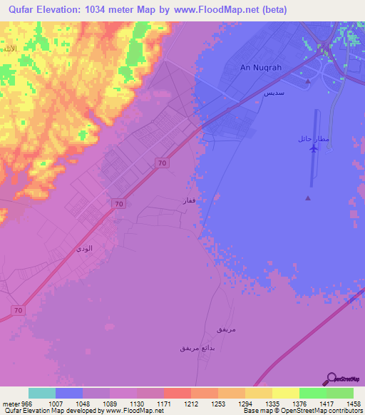 Qufar,Saudi Arabia Elevation Map