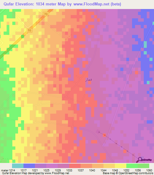 Qufar,Saudi Arabia Elevation Map