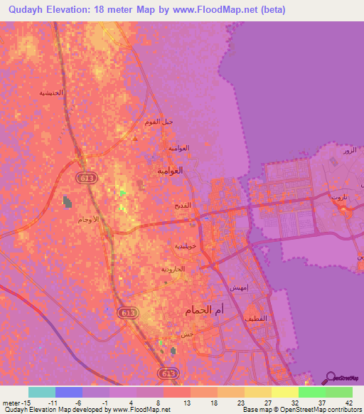 Qudayh,Saudi Arabia Elevation Map
