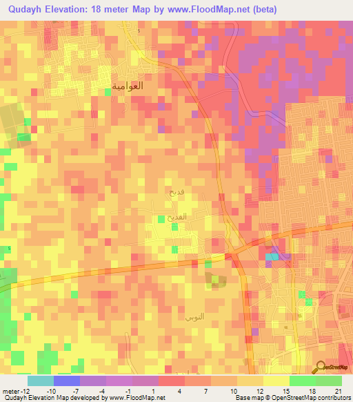 Qudayh,Saudi Arabia Elevation Map