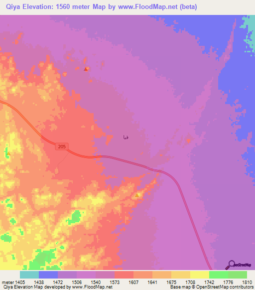 Qiya,Saudi Arabia Elevation Map