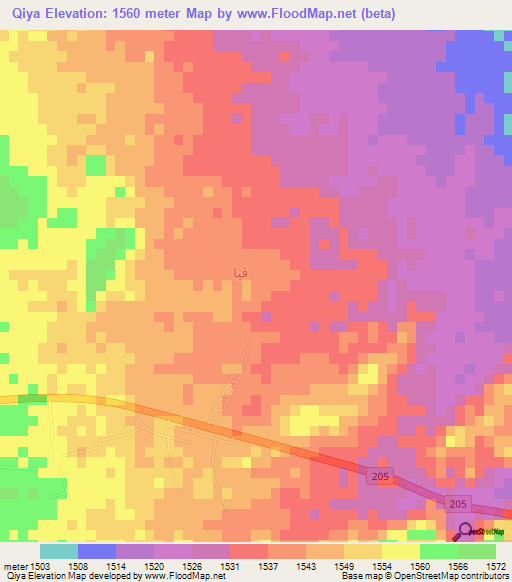 Qiya,Saudi Arabia Elevation Map