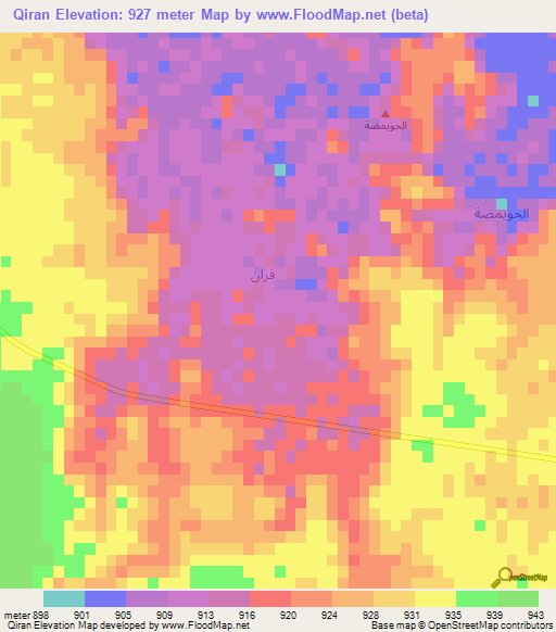 Qiran,Saudi Arabia Elevation Map