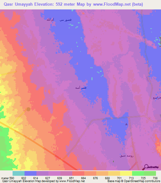 Qasr Umayyah,Saudi Arabia Elevation Map