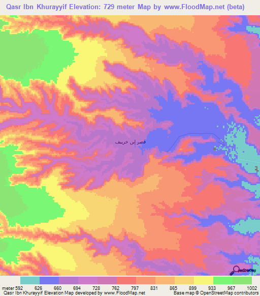 Qasr Ibn Khurayyif,Saudi Arabia Elevation Map