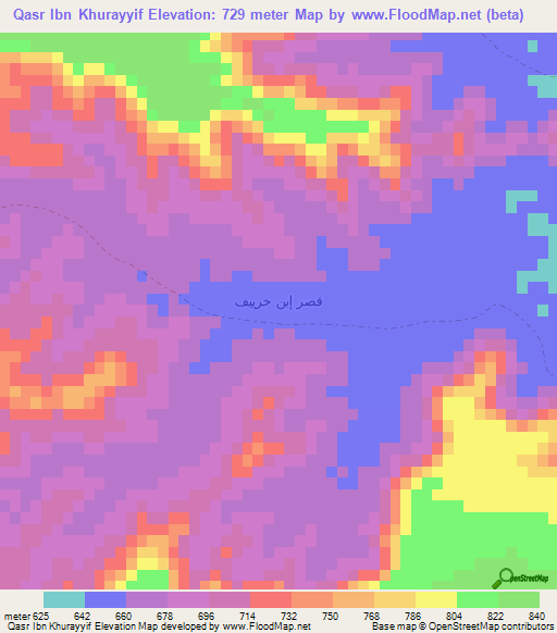 Qasr Ibn Khurayyif,Saudi Arabia Elevation Map