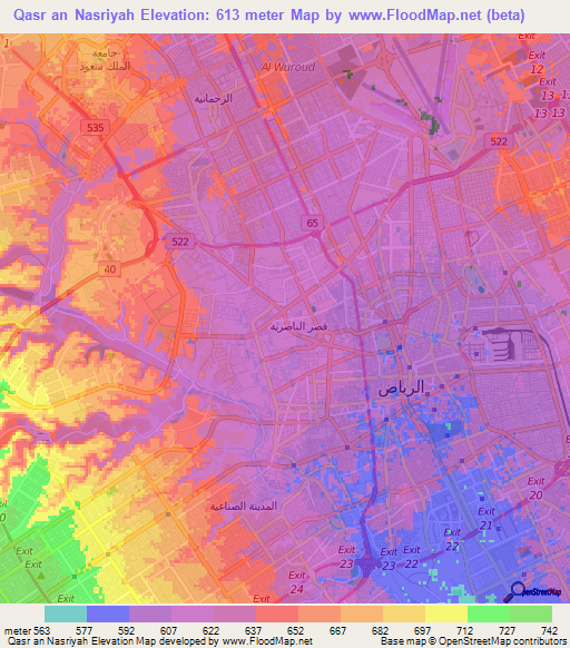 Qasr an Nasriyah,Saudi Arabia Elevation Map