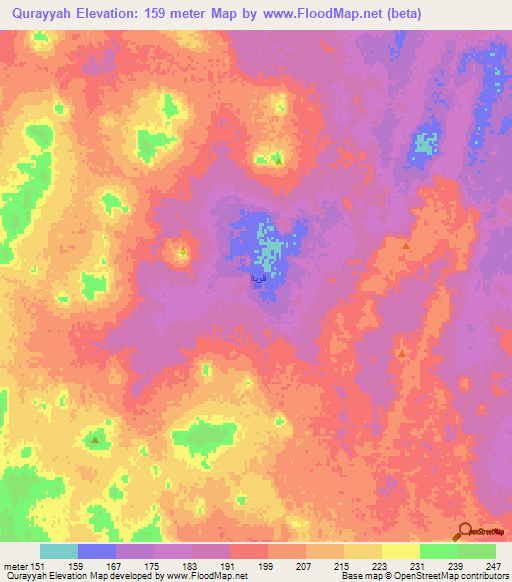 Qurayyah,Saudi Arabia Elevation Map