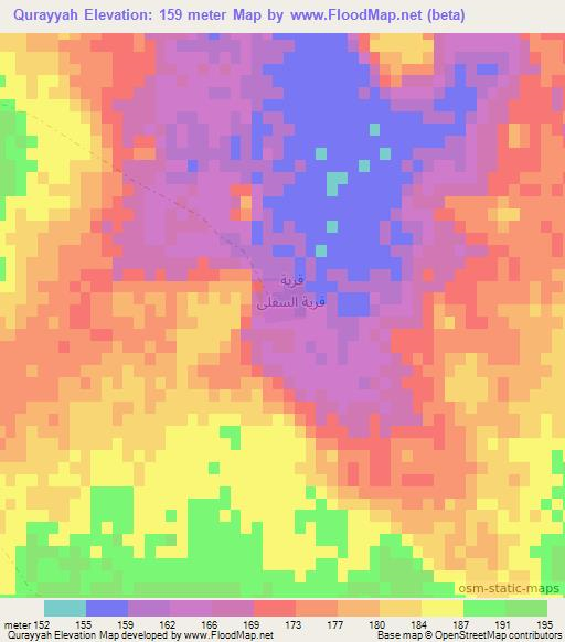 Qurayyah,Saudi Arabia Elevation Map