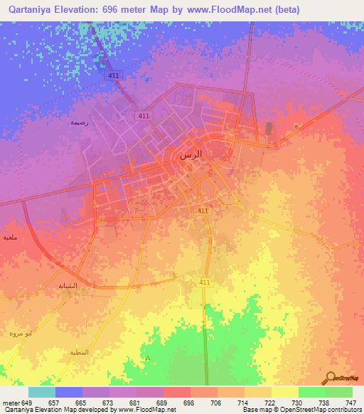 Qartaniya,Saudi Arabia Elevation Map