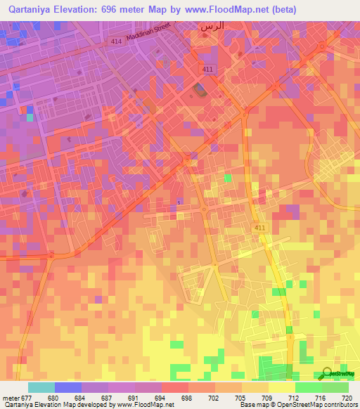 Qartaniya,Saudi Arabia Elevation Map