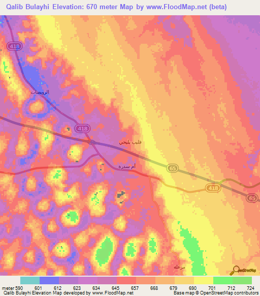 Qalib Bulayhi,Saudi Arabia Elevation Map