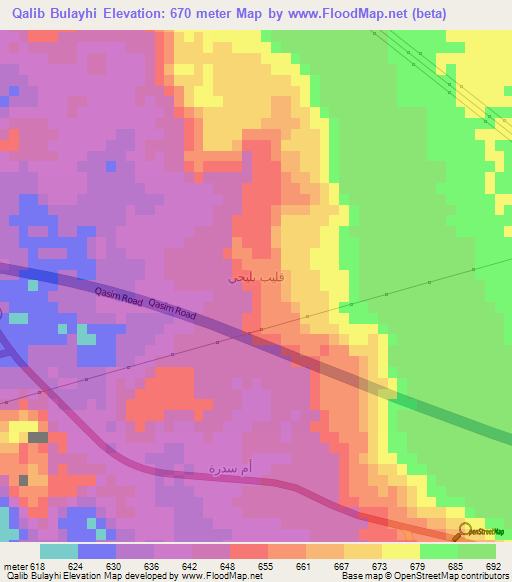 Qalib Bulayhi,Saudi Arabia Elevation Map