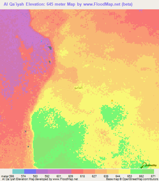 Al Qa`iyah,Saudi Arabia Elevation Map