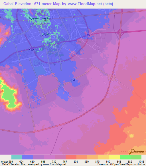 Qaba',Saudi Arabia Elevation Map