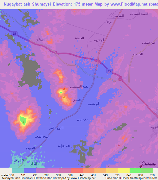 Nuqaybat ash Shumaysi,Saudi Arabia Elevation Map
