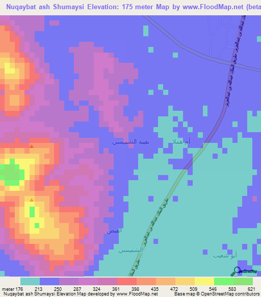 Nuqaybat ash Shumaysi,Saudi Arabia Elevation Map