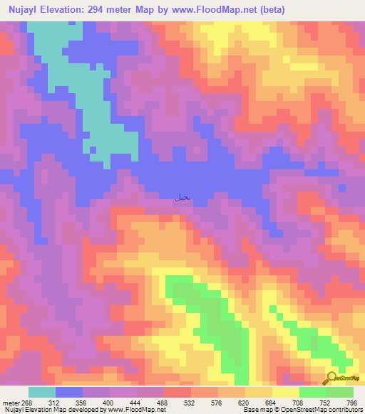 Nujayl,Saudi Arabia Elevation Map