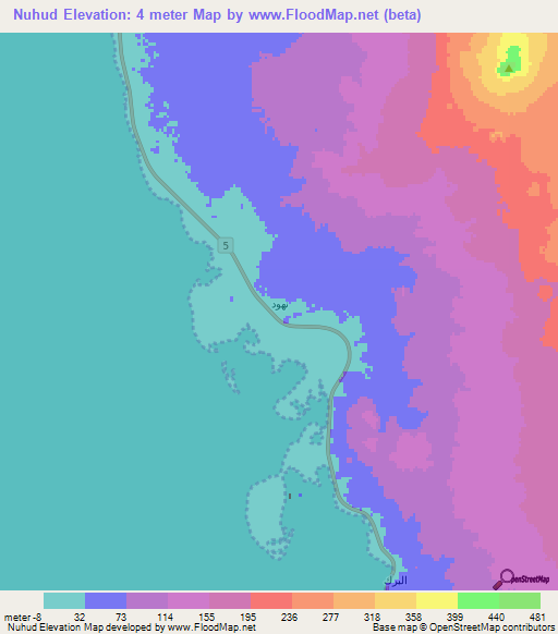 Nuhud,Saudi Arabia Elevation Map