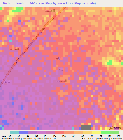 Nizlah,Saudi Arabia Elevation Map