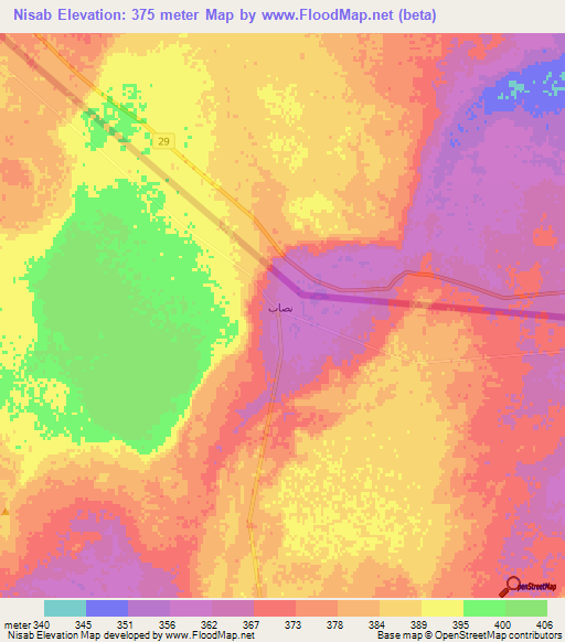 Nisab,Saudi Arabia Elevation Map