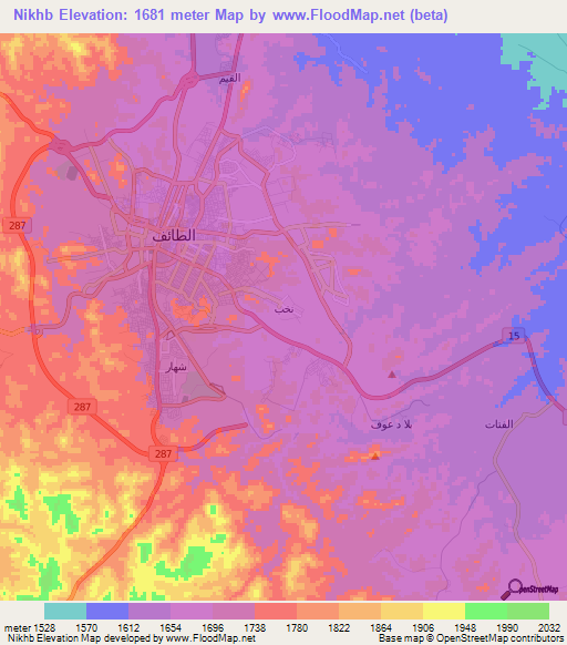 Nikhb,Saudi Arabia Elevation Map