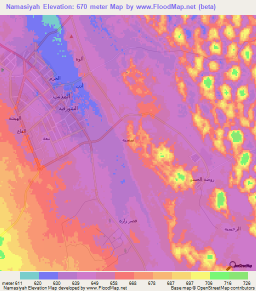 Namasiyah,Saudi Arabia Elevation Map