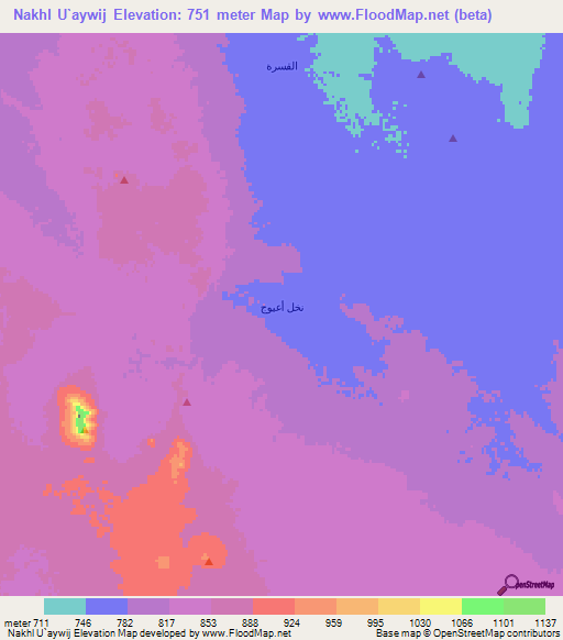 Nakhl U`aywij,Saudi Arabia Elevation Map