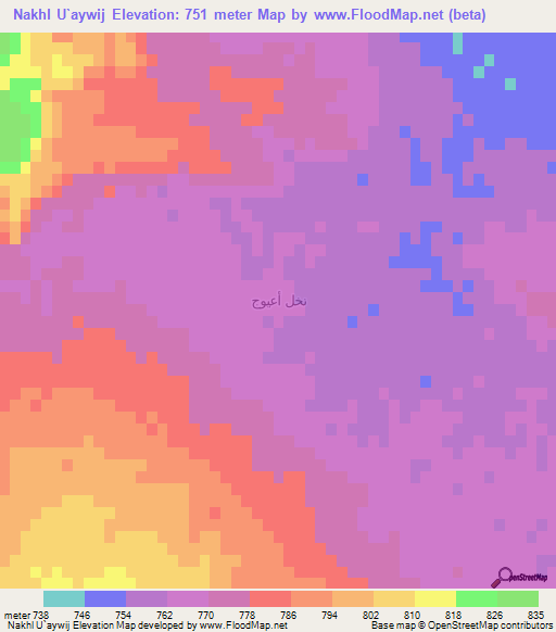 Nakhl U`aywij,Saudi Arabia Elevation Map