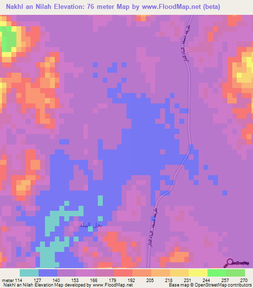 Nakhl an Nilah,Saudi Arabia Elevation Map