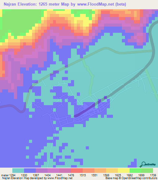 Najran,Saudi Arabia Elevation Map