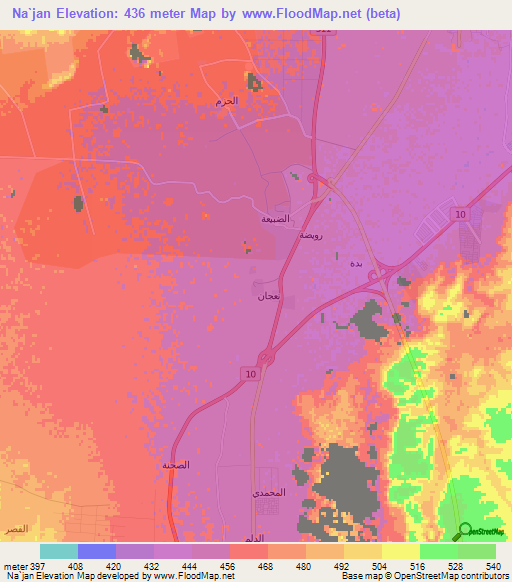 Na`jan,Saudi Arabia Elevation Map