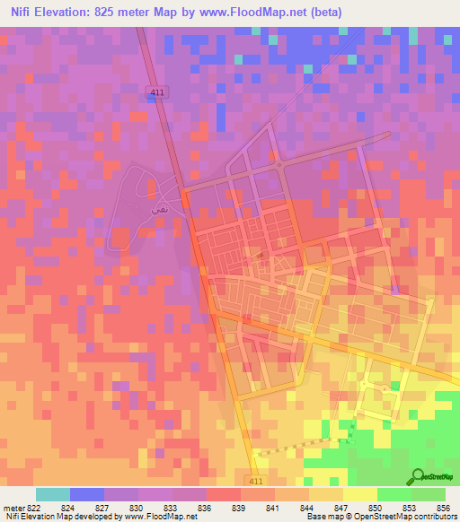 Nifi,Saudi Arabia Elevation Map